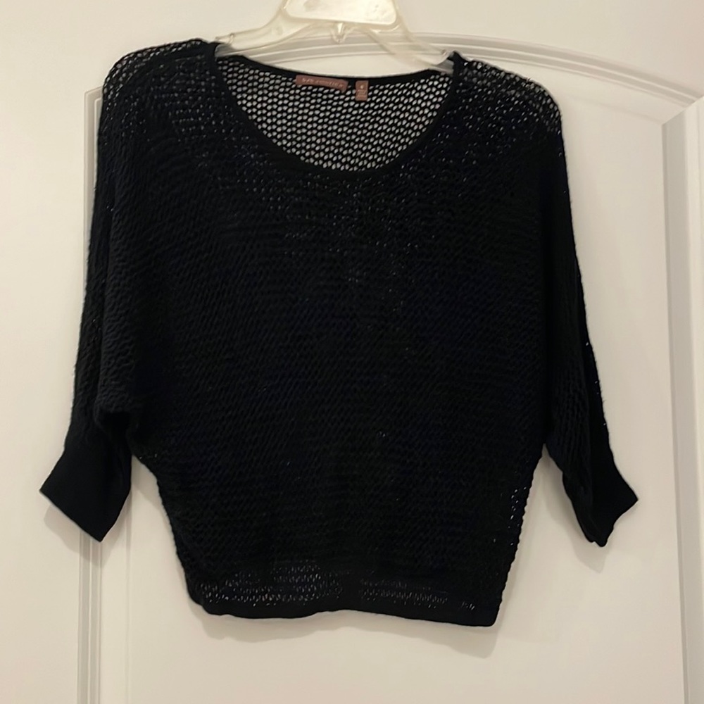 525 America Crochet Knit Crop Top Black Cover Up Swim